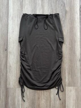 shein lol cargo skirt with bungee cord waist and ruched side ties
